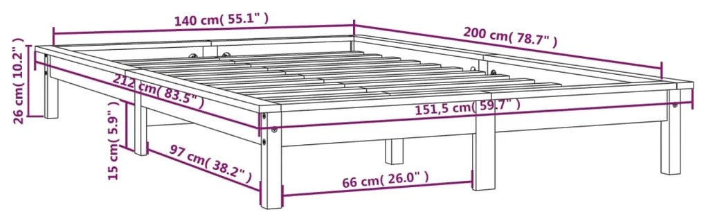 Giroletto 140x200 cm in Legno Massello di Pino