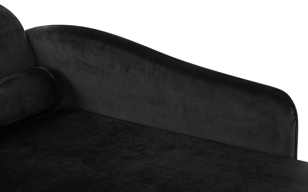 Chaise longue velluto nero e legno scuro lato sinistro LUIRO Beliani