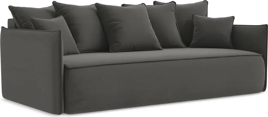 Divano grigio scuro allungabile/con contenitore con rivestimento in velluto 225 cm Hula – Makamii