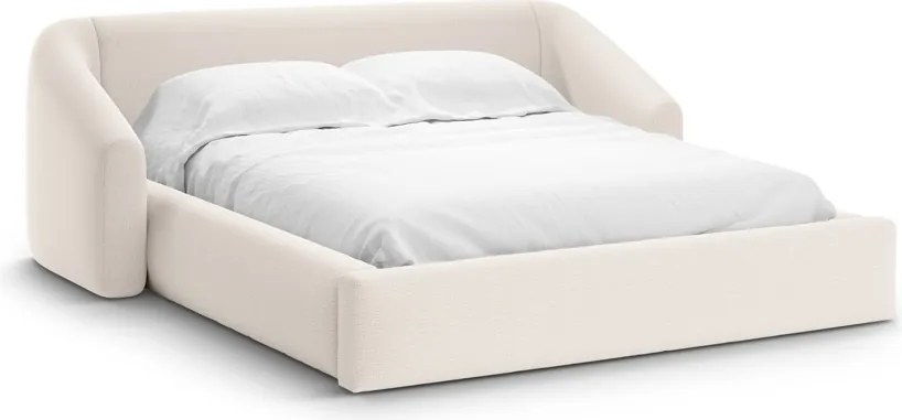 Letto contenitore Campi con testiera in tessuto strutturato – 140x200 cm