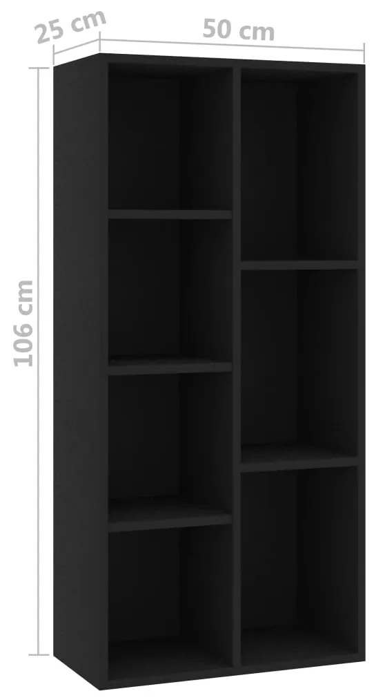 Libreria Nera 50x25x106 cm in Legno Multistrato