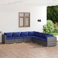 Set Divani da Giardino 7 pz con Cuscini in Polyrattan Grigio 3101750