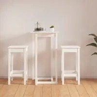 Set da Bar 3 pz Bianco in Legno Massello di Pino 3124728