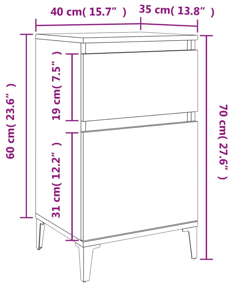 Comodini 2pz Bianchi 40x35x70 cm