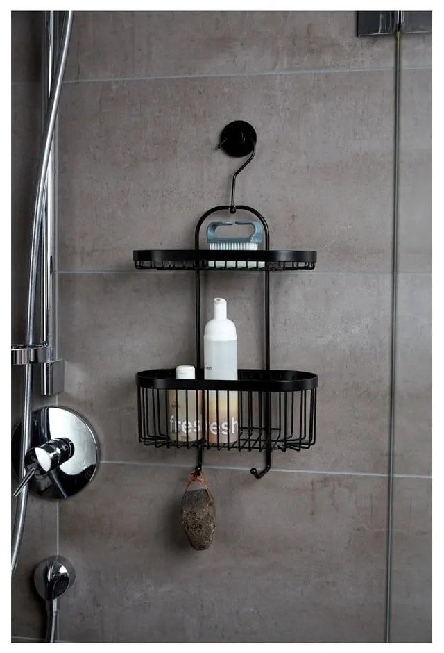 Cestino nero da appendere a 2 livelli Classic Plus - Wenko