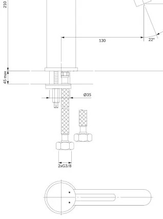 OMNIRES Y1213MAXCR - Rubinetto del lavandino Y 21 cm cromo lucido