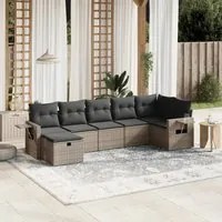 Set Divani da Giardino 7 pz con Cuscini Grigio in Polyrattan 3263816