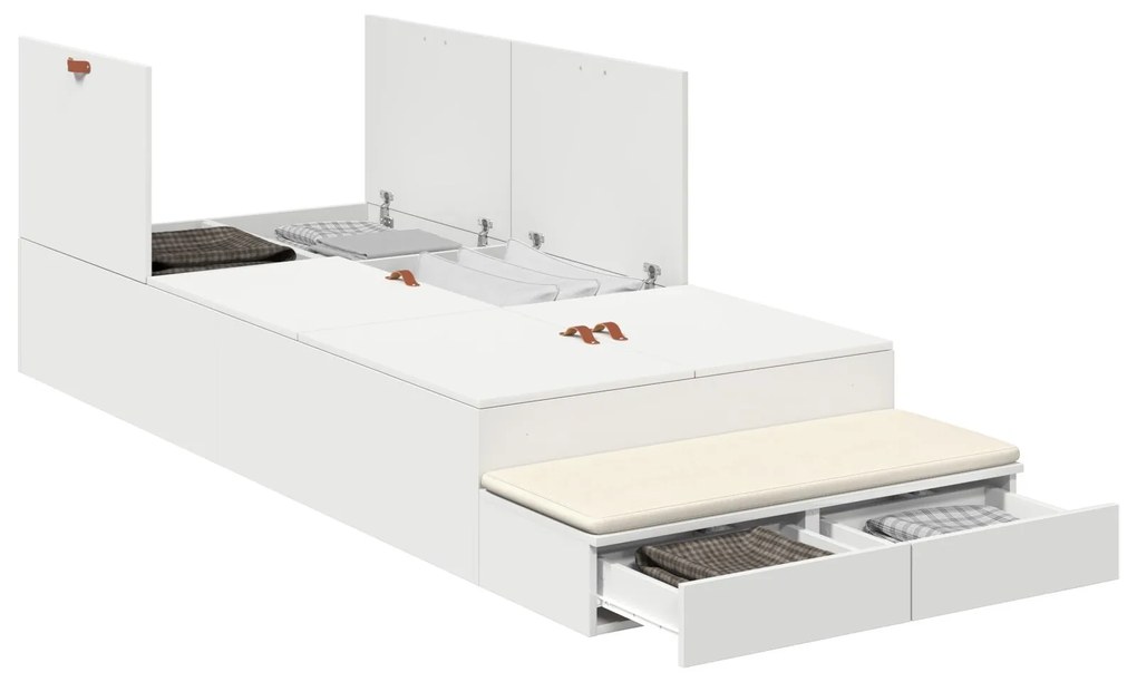 Struttura letto con contenitore bianco legno ingegnerizzato