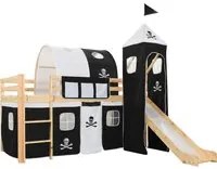 Letto a Castello per Bambini Scivolo e Scala in Pino 97x208cm 282711