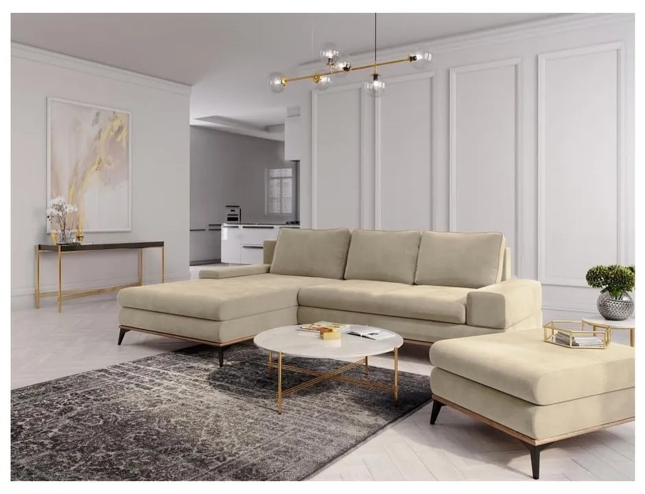 Divano letto angolare beige, angolo sinistro Planet - Windsor &amp; Co Sofas