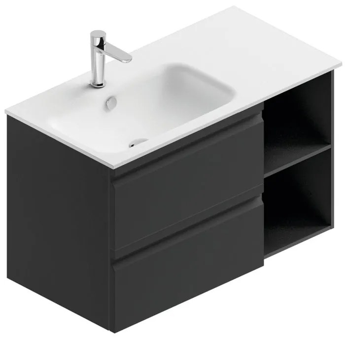 Mobile sottolavabo e lavabo Pull per vasca a sinistra grigio grafite opaco in mdf L 90 x H 56 x P 46 cm 2 cassetti