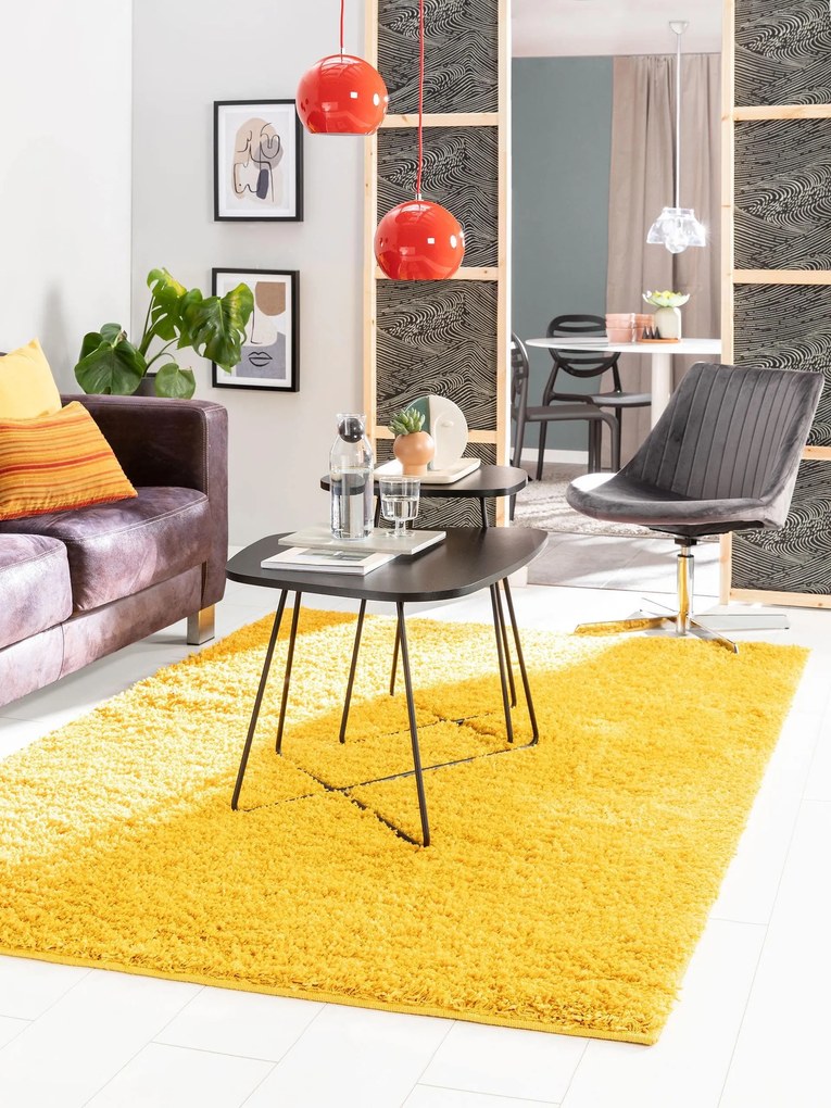 benuta Basic Tappeto a pelo lungo Soho Giallo 120x170 cm - Tappeto design moderno soggiorno