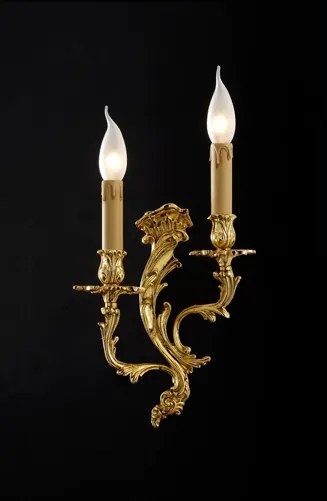 Applique 2 luci in fusione artistica di ottone - 12.624/2 -  Gold Light And Crystal - Arredo Luce Argento anticato