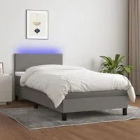 Letto a Molle Materasso e LED Grigio Scuro 90x200 cm in Tessuto 3132966