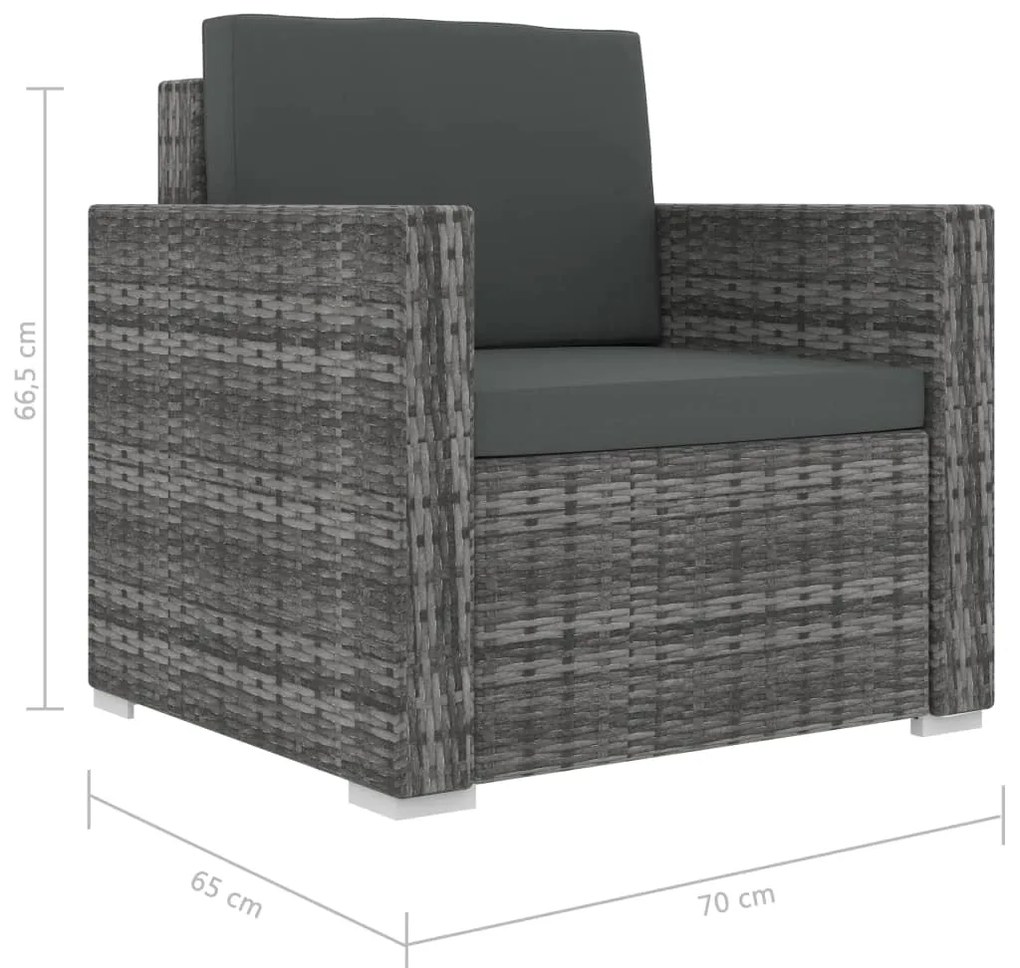 Set Divani da Giardino 11 pz con Cuscini in Polyrattan Grigio