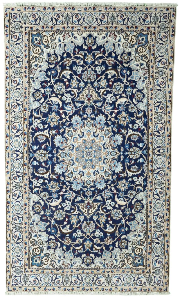 Nain Tappeto 220x130 Blu (Iran) Annodato A Mano