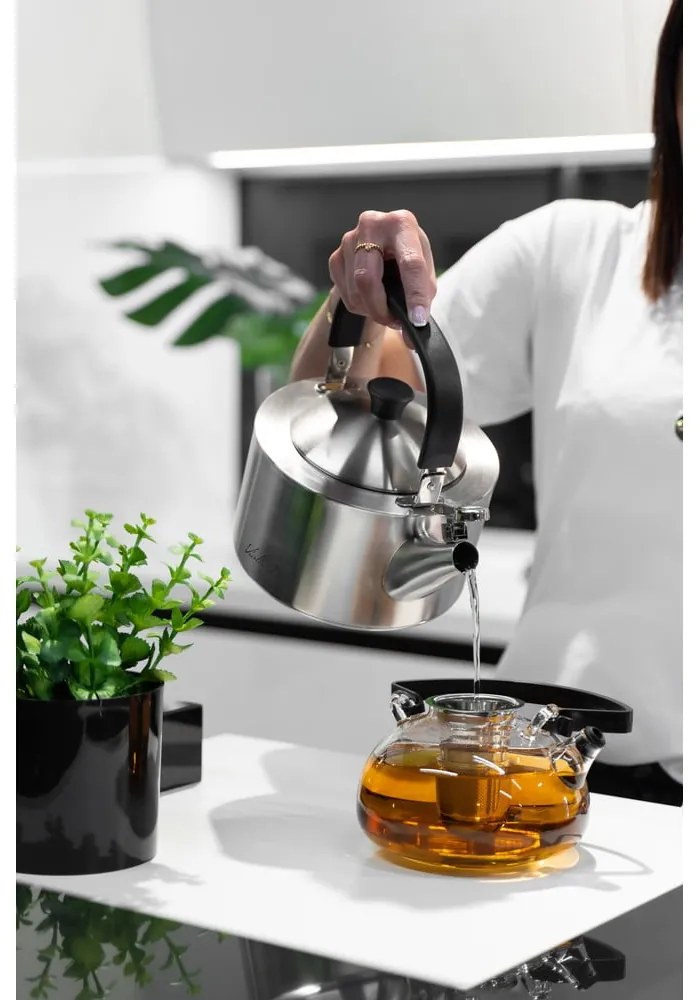 Bollitore in acciaio inox smerigliato con stantuffo , 1,5 l Diamante - Vialli Design