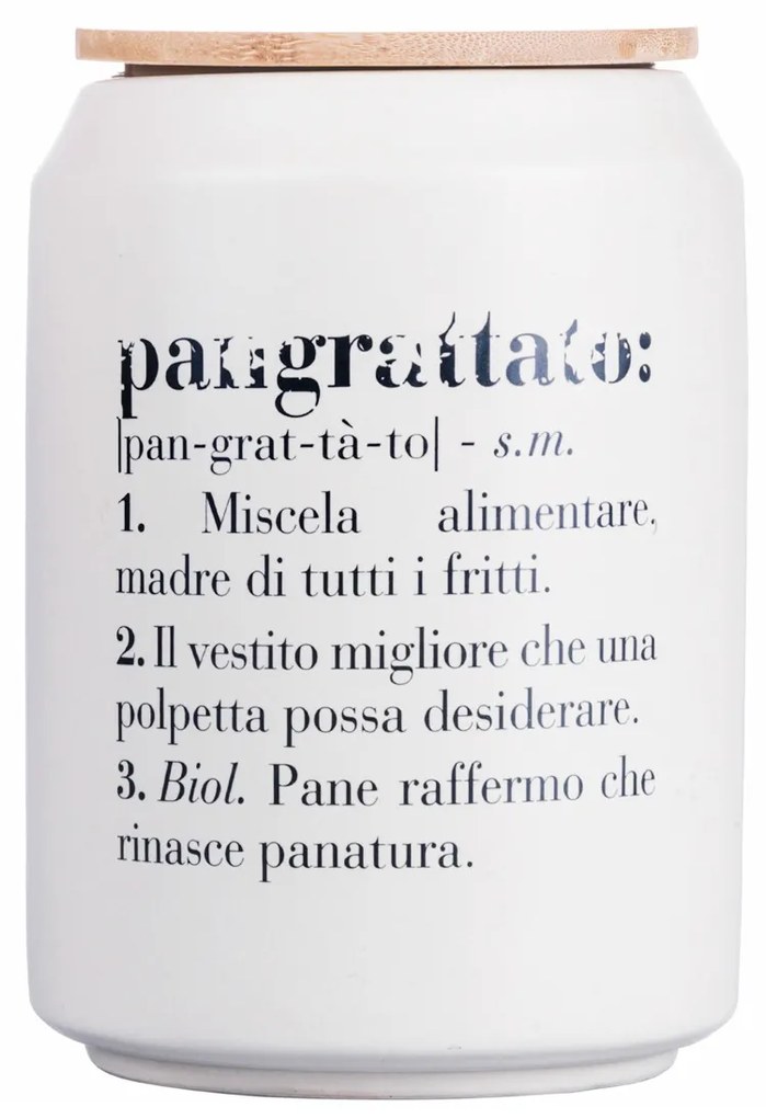 Barattolo pangrattato con coperchio e scritta Victionary