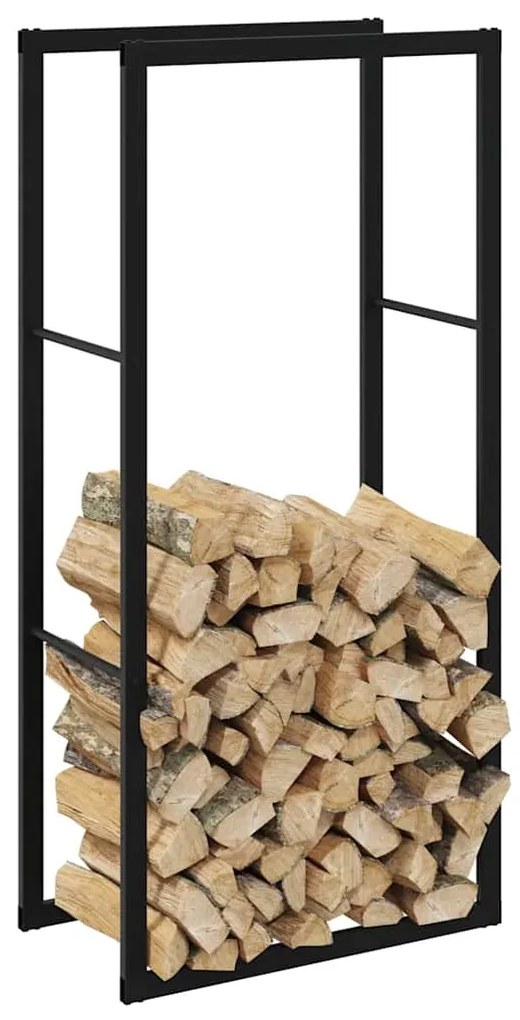Rastrelliera Per Legna Da Ardere Nera 55x30x116 Cm İn Acciaio /