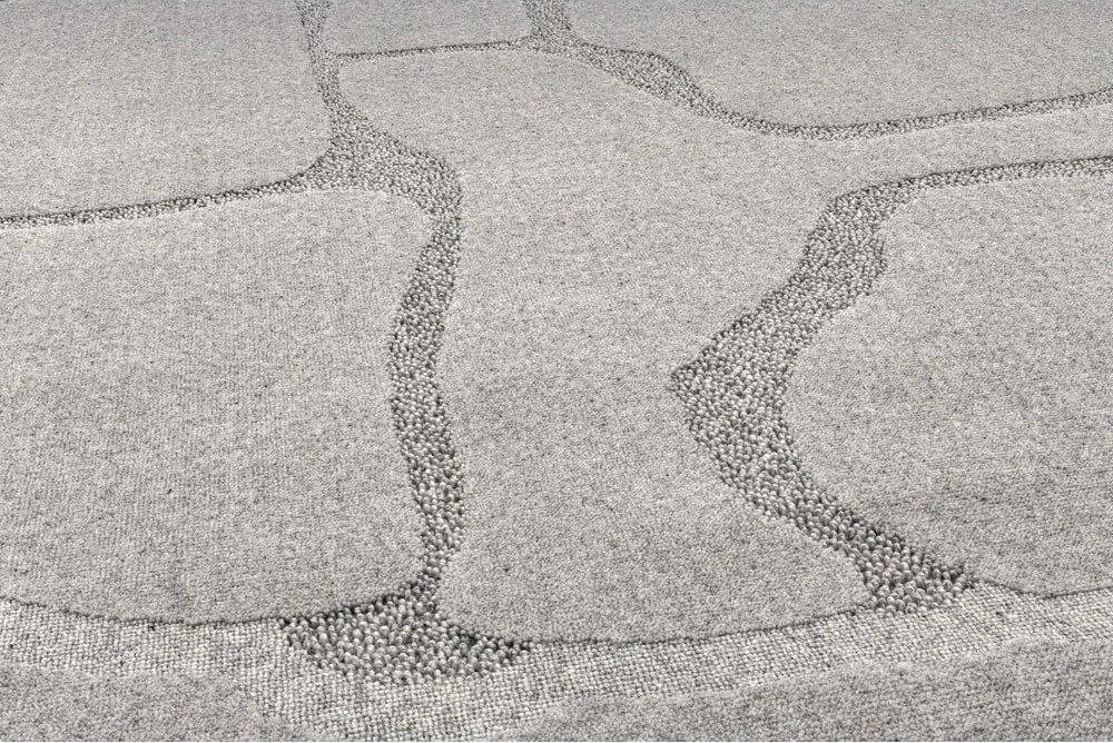 Tappeto rotondo in lana grigia ø 200 cm Morphic Organica - Agnella