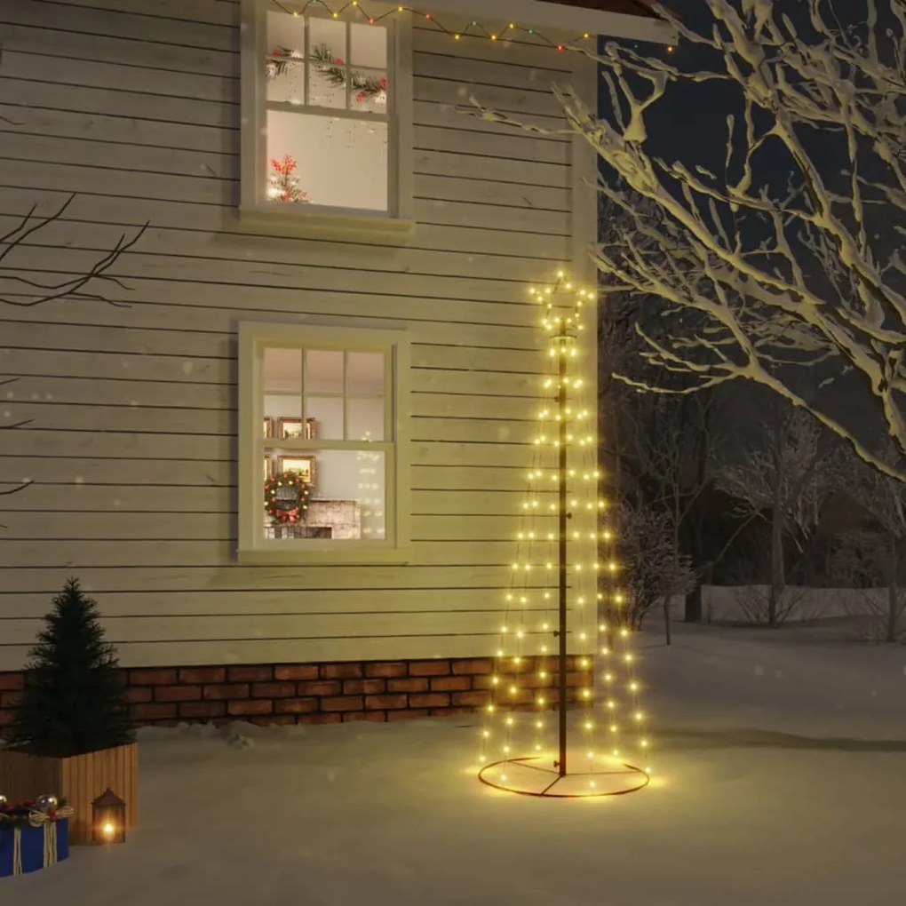 Albero di Natale a Cono con LED Bianco Caldo e Freddo, Albero di Natale a Cono Bianco Caldo 108 LED 70x180 cm