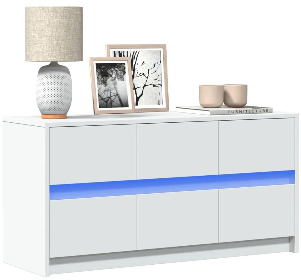 Mobile Porta Tv Con Led Bianco 100x34x50 Cm İn Truciolato /