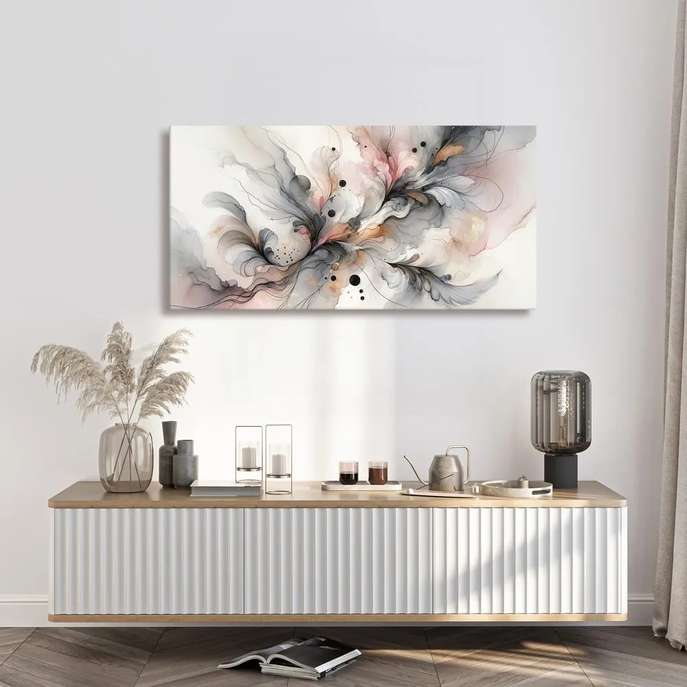 Quadro su tela – Linee floreali nella nebbia