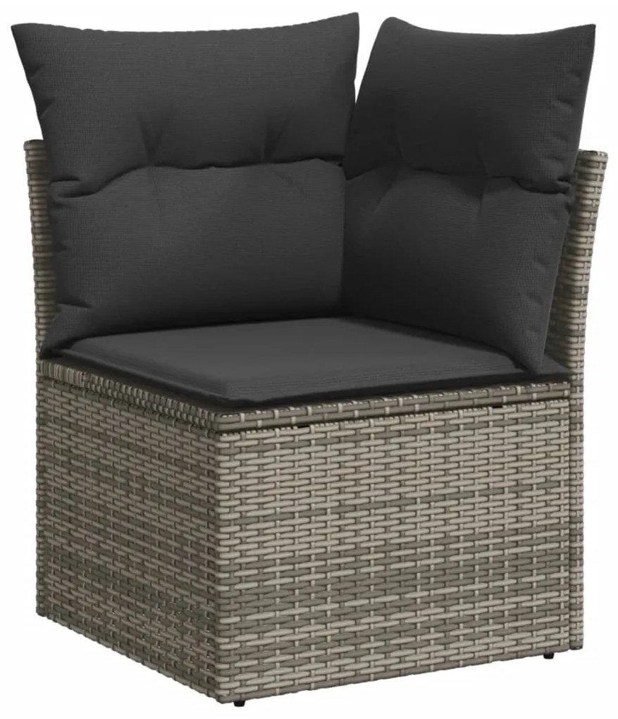 Set divano da giardino 10 pz con cuscini grigio in polyrattan