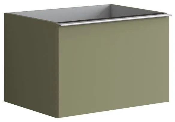 Mobile da bagno sotto lavabo Pixel plain frontale verde salvia e maniglia alluminio brillante laccato opaco L 60 x H 40 x P 45.5 cm 2 cassetti, lavabo non incluso