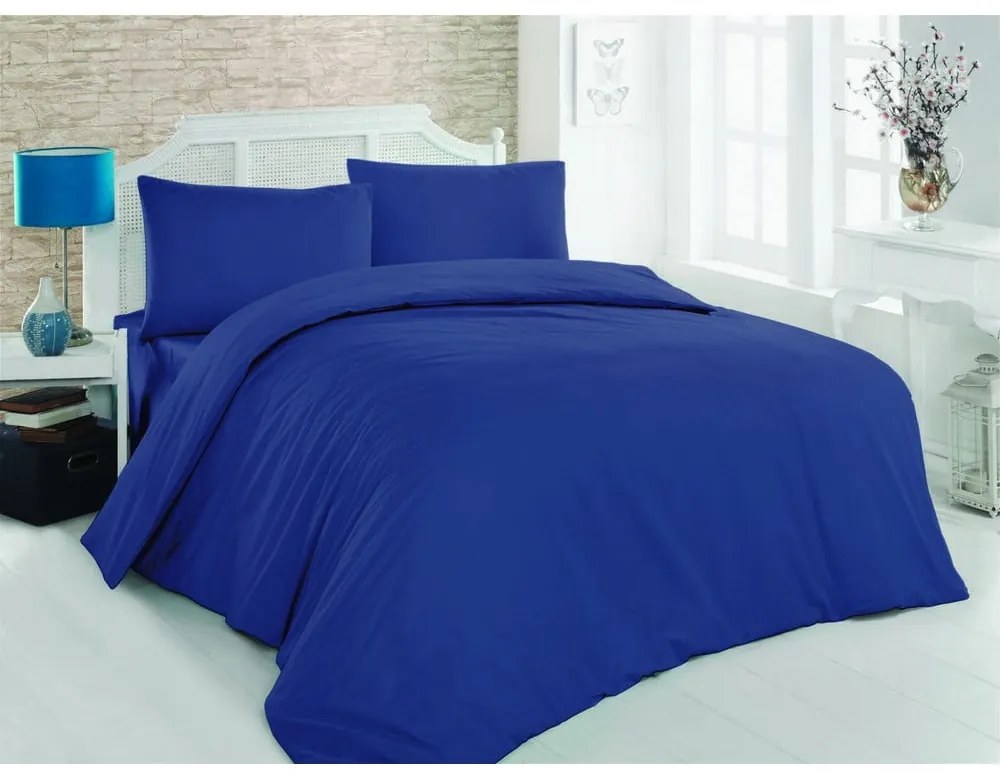 Biancheria in cotone blu scuro per letto matrimoniale 200x200 cm - Mijolnir