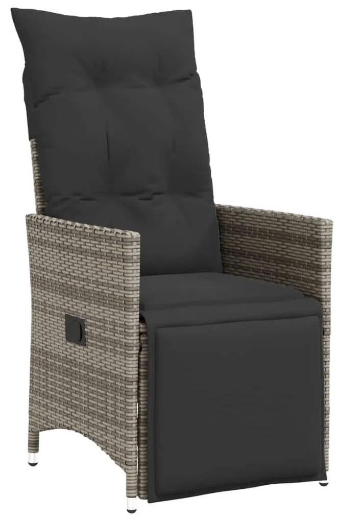 Set da bistrò 3 pz con cuscini grigio in polyrattan