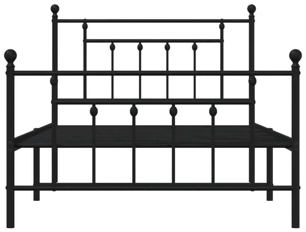 Giroletto con Testiera e Pediera Metallo Nero 107x203 cm