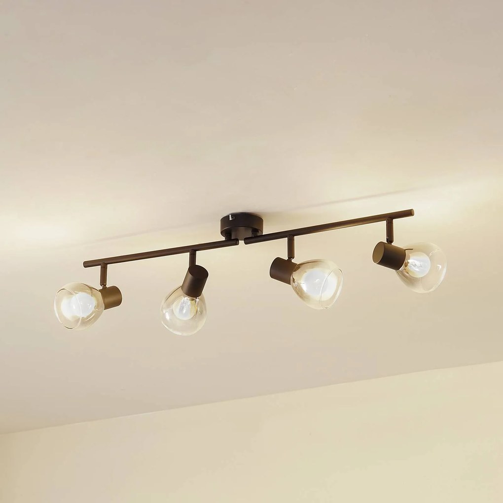 Lindby plafoniera Pendura, a 4 luci, nera, vetro