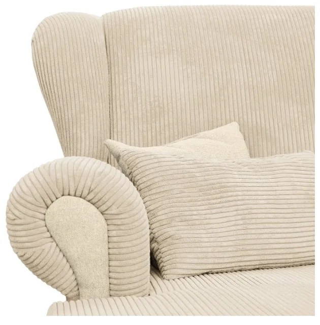 Chaise longue beige con rivestimento in velluto a coste Lord – Ropez