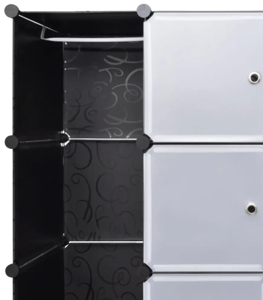 Armadietto modulare 18 scomparti nero e bianco 37x146x180,5 cm