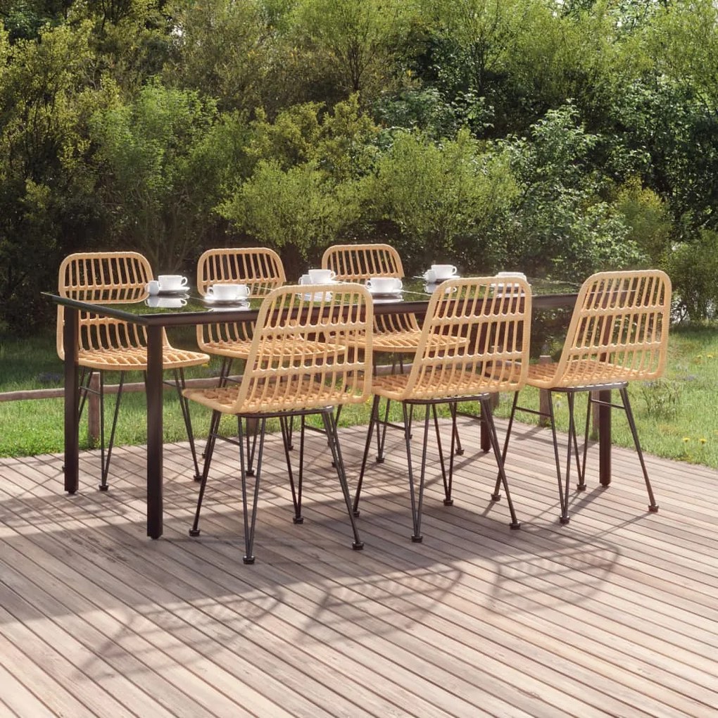 Set da pranzo da giardino 7 pz in polyrattan