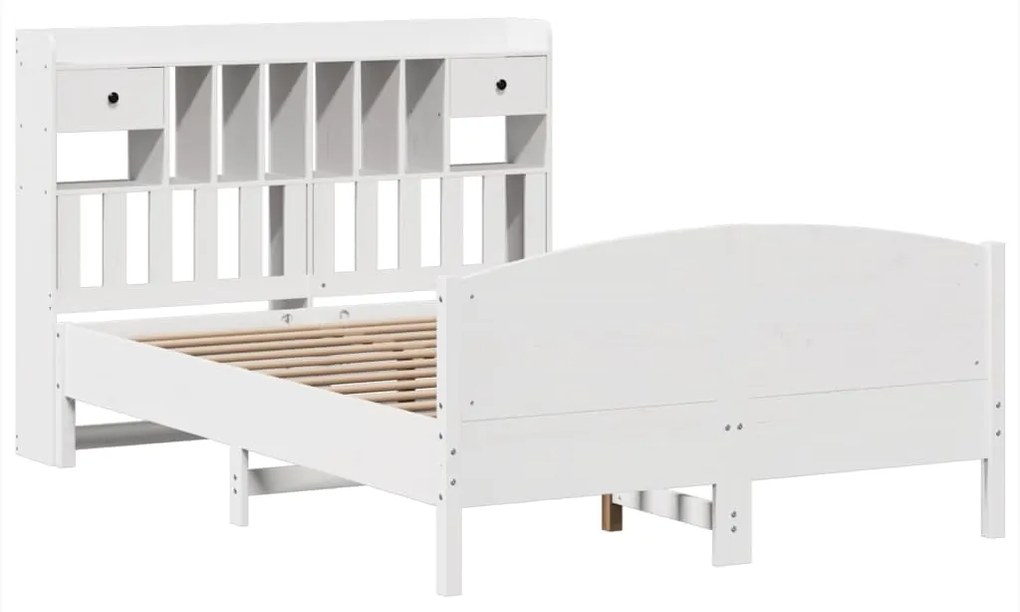 Letto libreria senza materasso bianco 140x190 cm legno di pino
