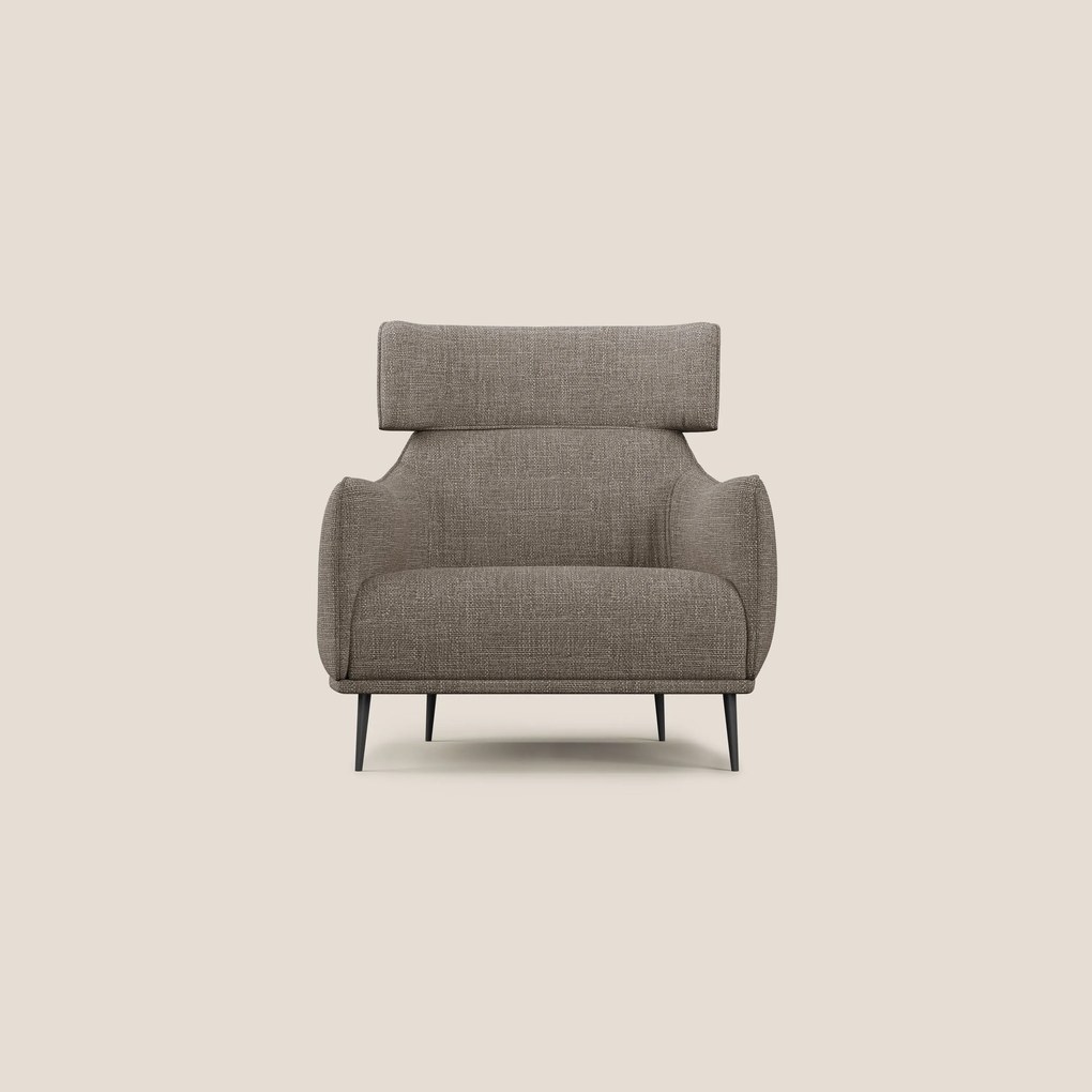 Zelda Poltroncina dal design moderno in morbido tessuto impermeabile T06 marrone