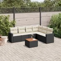 Set Divani da Giardino con Cuscini 7pz Nero Polyrattancod mxl 113375