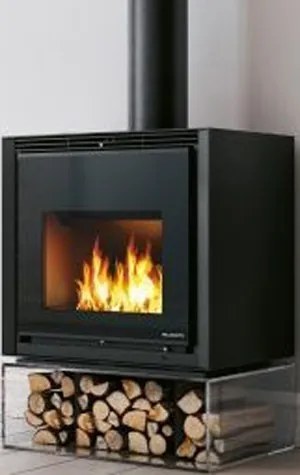 Palazzetti Iki square Stufa A Legna 8kw ad aria con focolare in Thermofix in acciaio nero