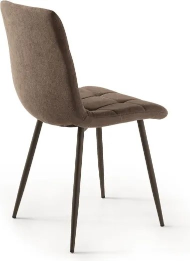 Sedia da pranzo in tessuto e gambe metallo Marrone - KATERINE 2 sedie