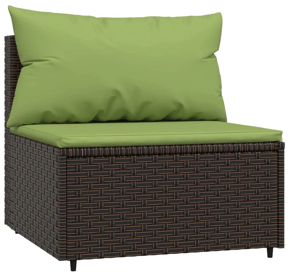 Set Mobili da Giardino 3 pz con Cuscini in Polyrattan Marrone