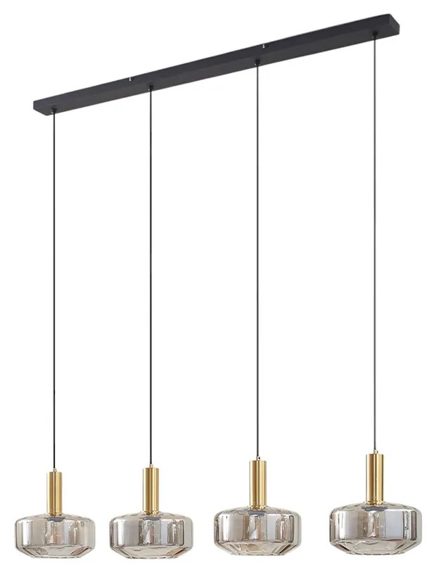 Lindby - Hildur 4 Lampada a Sospensione 118cm Fumé Grigio/Ottone Lindby