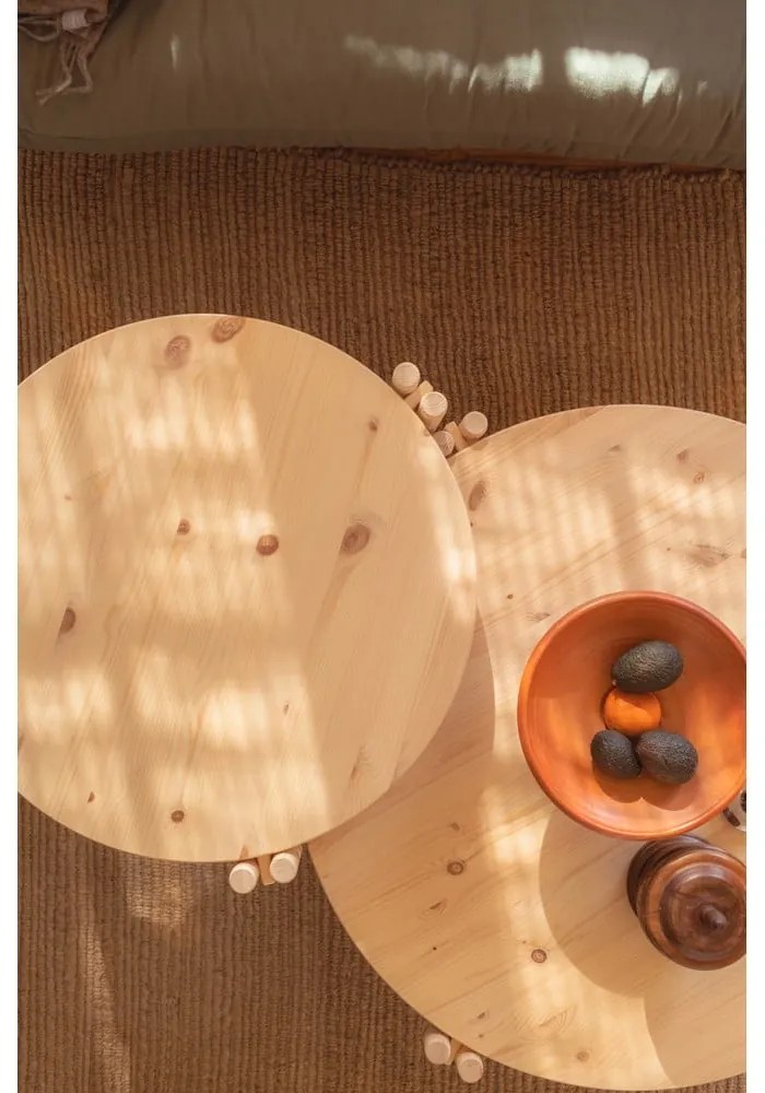Tavolino rotondo in legno di pino in colore naturale ø 60 cm Sticks - Karup Design