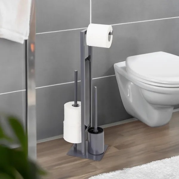 WENKO 25552100 - Scopino WC RIVALTA 18x70 cm grigio/nero