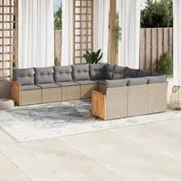 Set Divani da Giardino 11 pz con Cuscini Beige in Polyrattancod mxl 112849