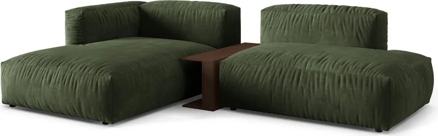 Divano angolare componibile verde (con penisola a sinistra/con chaise lounge) con rivestimento in velluto Martina – Micadoni