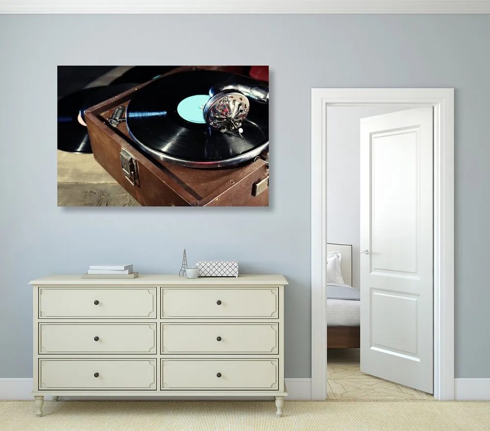 Stampa su tela – Giradischi con disco in vinile