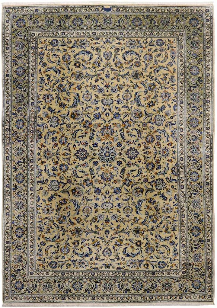 Kashan Tappeto persiano 250 x 350 Verde (Iran) Annodato A Mano
