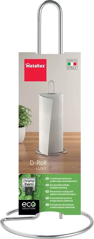 Portarotolo da cucina verticale color argento lucido in acciaio ø 14 cm Luxy – Metaltex